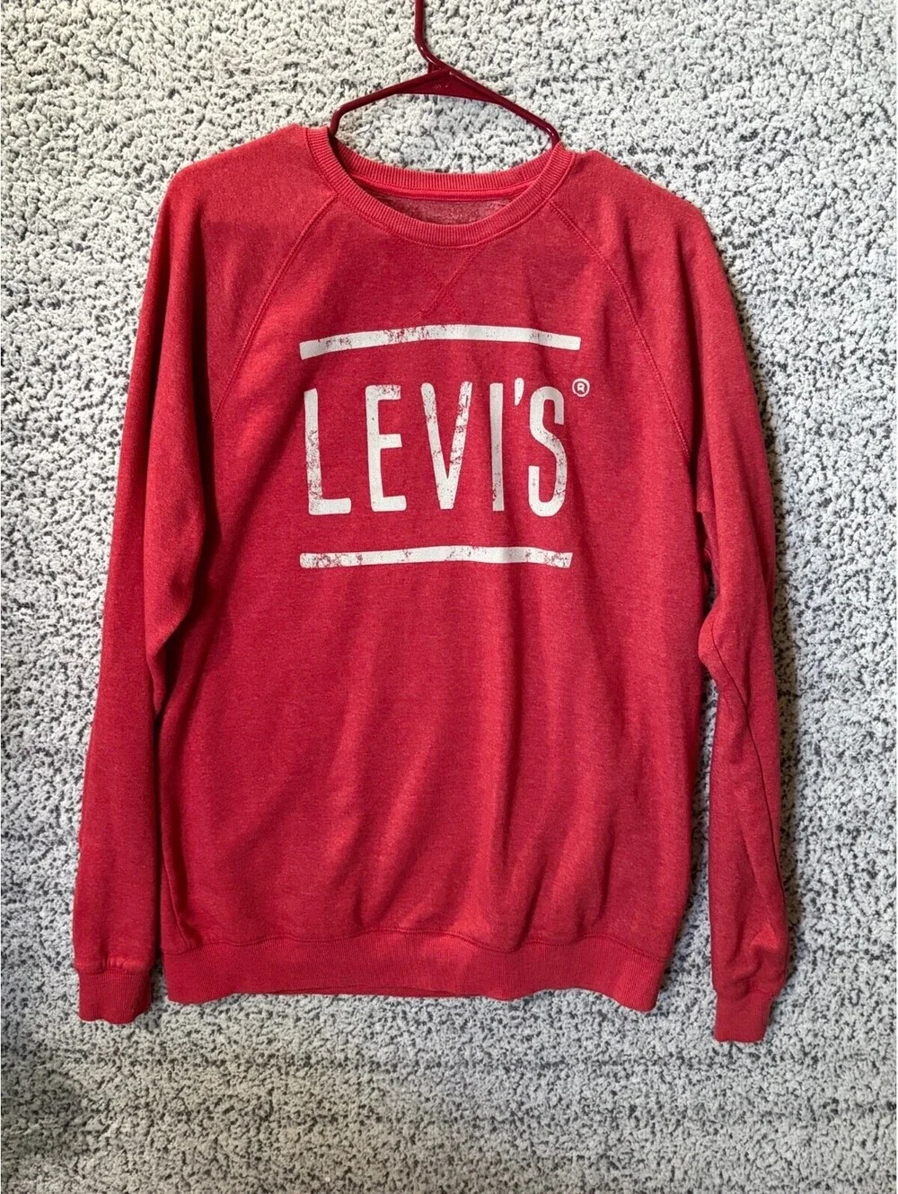 Vintage LEVIS Crewneck Sweatshirt Big Logo Jumper Pullover Red Size Large